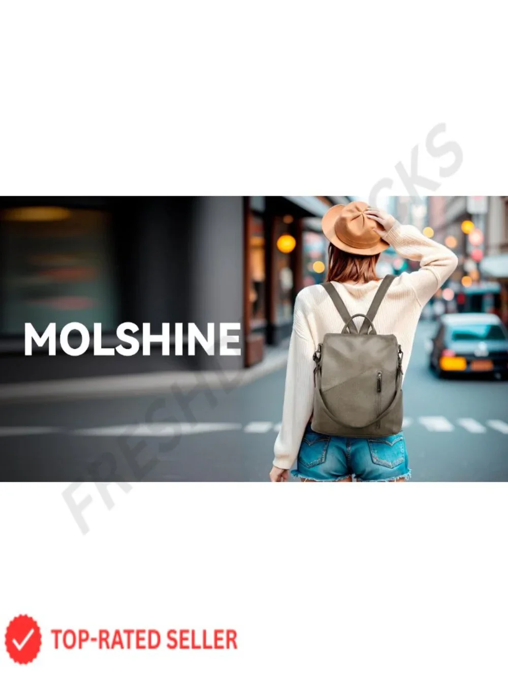 PU Leather Fashion Backpack for Women Travel Daypack with Detachable Strap